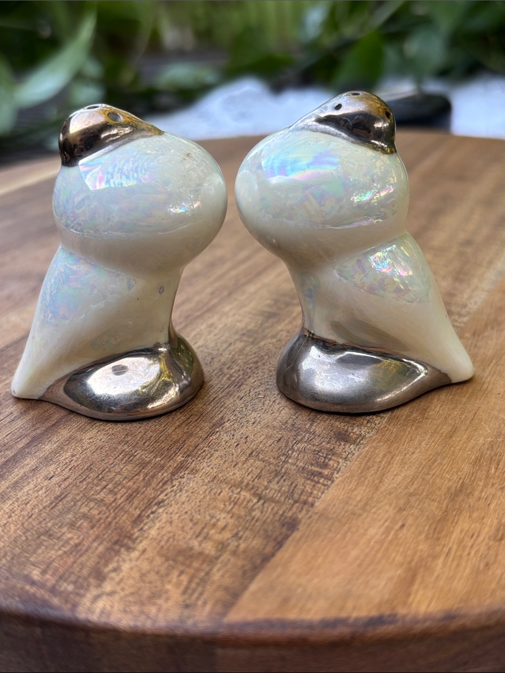 Vintage Iridescent Pouter Pigeon Salt & Pepper Shakers